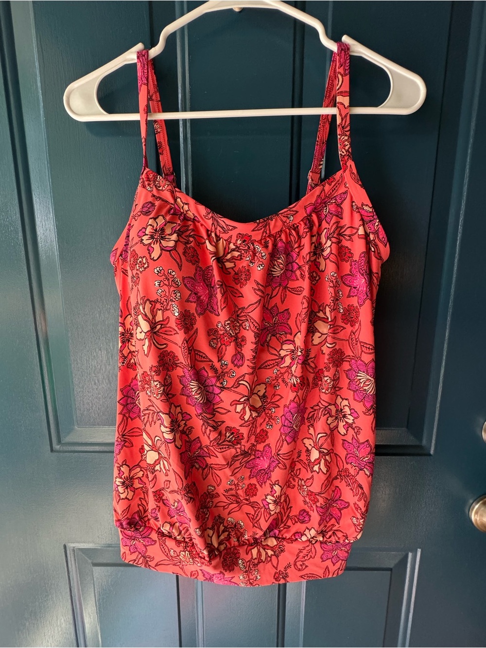 Floral Coral Spaghetti Strap Tankini